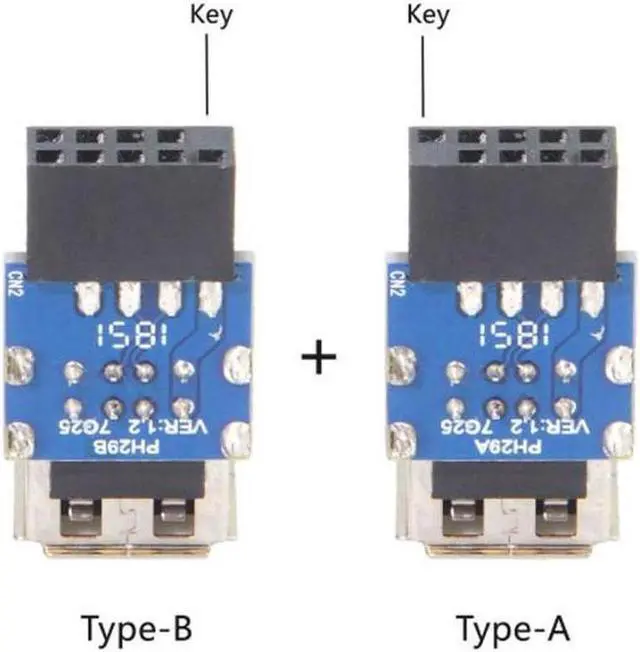 Alt view image 2 of 5 - (2pcs )9Pin/10Pin Motherboard Female Header to Dual USB 2.0 Female Adapter Vertical Type  Type-A and Type-B