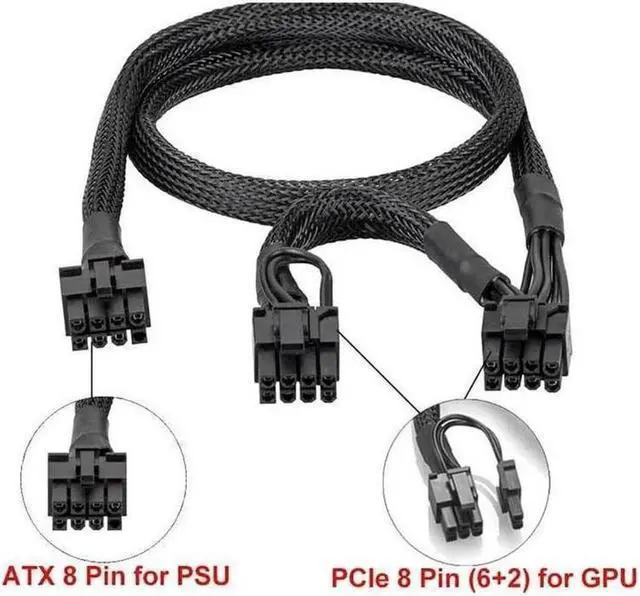 Main image of PCI-E 8pin to Dual 8(6+2)Pin Power Supply Cable PCIe 8 Pin 1 to 2 Spliter ATX 8pin PSU to GPU PCIE 8Pin for RM1000 RM850 RM750 RM650 RM550 RM450