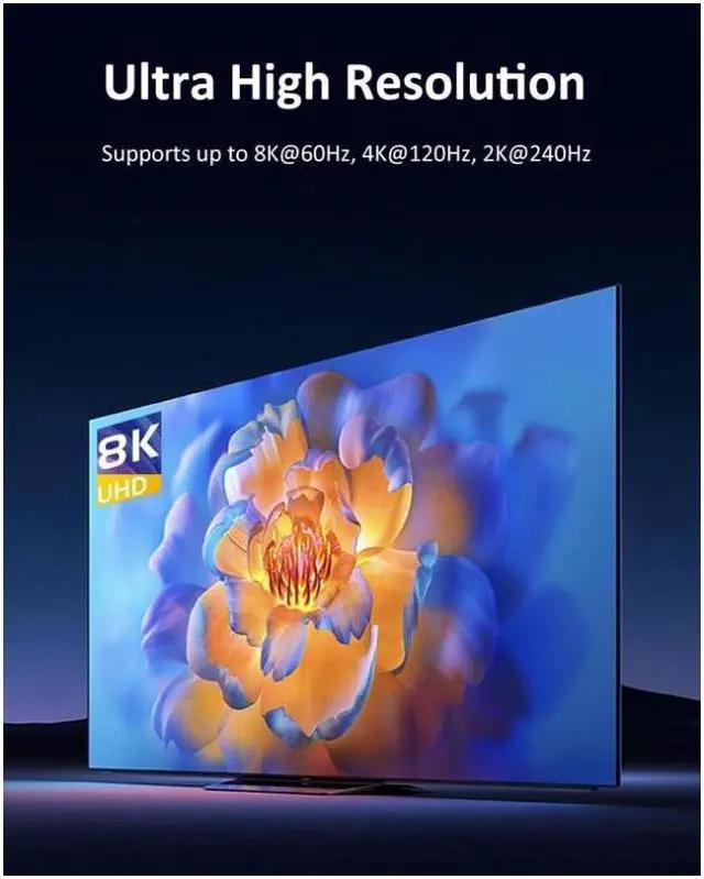 Alt view image 3 of 7 - 8K Display Port 1.4 to HDMI 2.1 Adapter 4K@120Hz 8K@60Hz Unidirectional DP to HDMI Converter Male DisplayPort to Female HDMI for PC Laptop Monitor TV