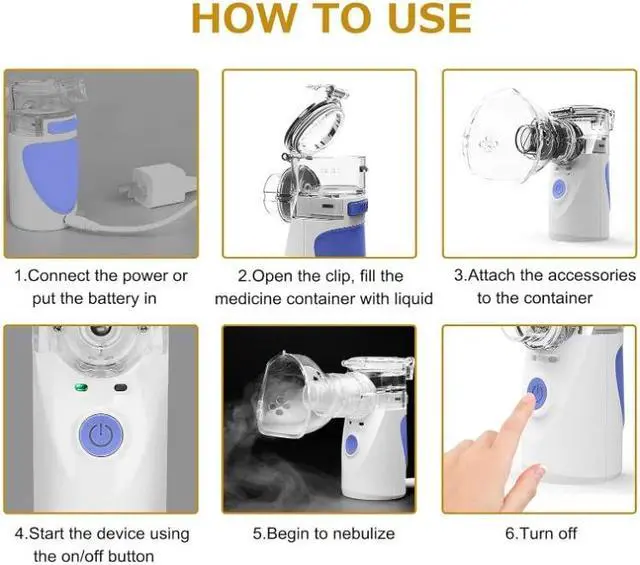 Alt view image 6 of 7 - Portable Nebulizer, Adult and Child Nebulizer, USB+Battery Powered Cold Mist Nebulizer, Ultrasonic Mesh Nebulizer for Respiratory Problems, Suitable for Home, Office, Travel