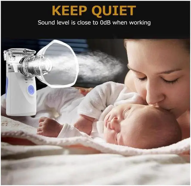 Alt view image 4 of 7 - Portable Nebulizer, Adult and Child Nebulizer, USB+Battery Powered Cold Mist Nebulizer, Ultrasonic Mesh Nebulizer for Respiratory Problems, Suitable for Home, Office, Travel