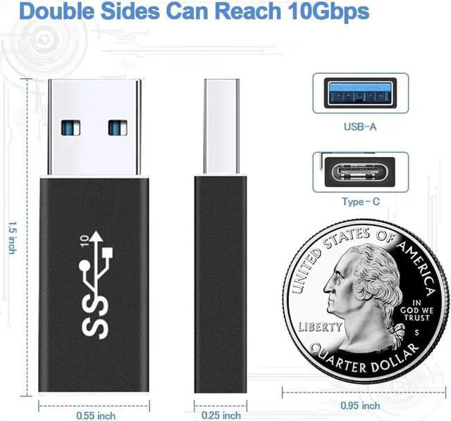Alt view image 2 of 7 - USB 3.1 GEN 2 Male to Type-C Female Adapter, Support Double Sided 10Gbps Charging & Data Transfer, USB A to USB C 3.1 Converter