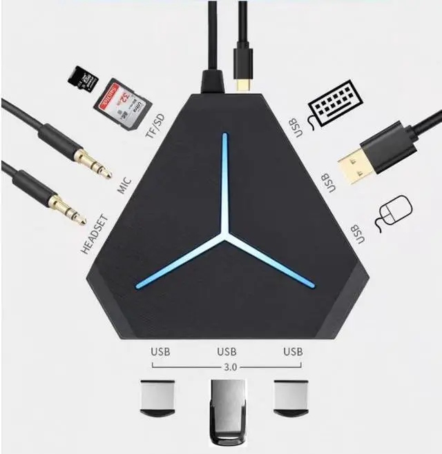 Main image of 10-Port USB Hub 3.0/2.0, USB C Hub with  Long Cord, SD/TF Card Reader, USB Splitter for Laptop, Keyboard, Mouse, Mac, PC, Ipad Pro, Surface Pro and USB C Devices