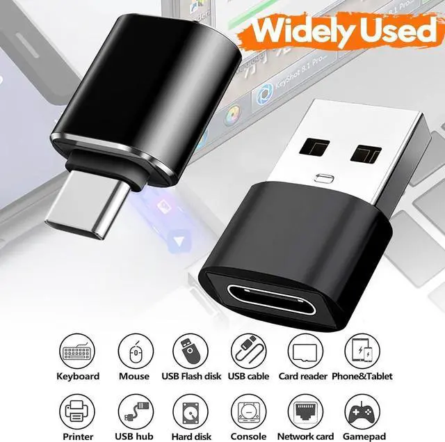 Alt view image 2 of 7 - USB C Male to USB Female Adapter(2 Pack)&USB Male to USB C Female Adapter (2 Pack) Supports SuperSpeed Data Transfer & Fast Charging Black