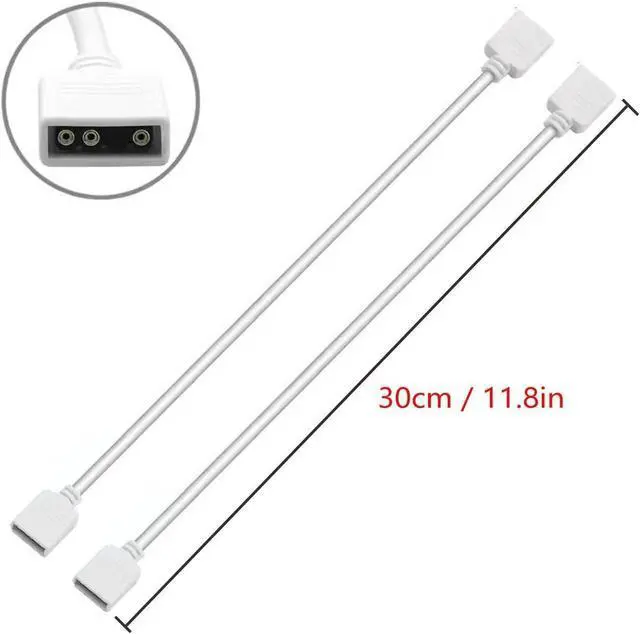 Alt view image 3 of 7 - 2-Pack 1-to-1 ARGB Extension Cable, White 5V 3-Pin Female to Female ARGB Addressable RGB Adapter Cable, ARGB LED Sync Cable for Extend PC Computer ARGB Fans Or ARGB LED Lights, 11.8 Inches