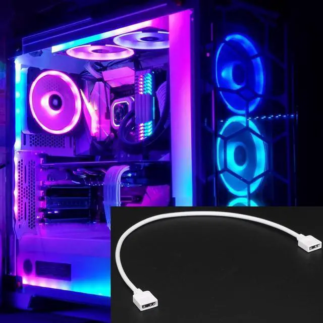 Alt view image 7 of 7 - 2-Pack 1-to-1 ARGB Extension Cable, White 5V 3-Pin Female to Female ARGB Addressable RGB Adapter Cable, ARGB LED Sync Cable for Extend PC Computer ARGB Fans Or ARGB LED Lights, 11.8 Inches