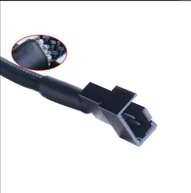 Alt view image 4 of 6 - Black woven mesh cover (12 inches 30cm) USB to 4-pin/3-pin, computer fan adapter cable 5V power cord connector 4-pin/3-pin fan to USB adapter cable