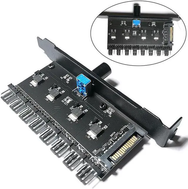Main image of Cooling Fan Speed Controller SATA Interface 8 Channel Cooling Fan Control Speed Regulator Controller For PC Computer Case CPU HDD VGA PWM PCI Bracket