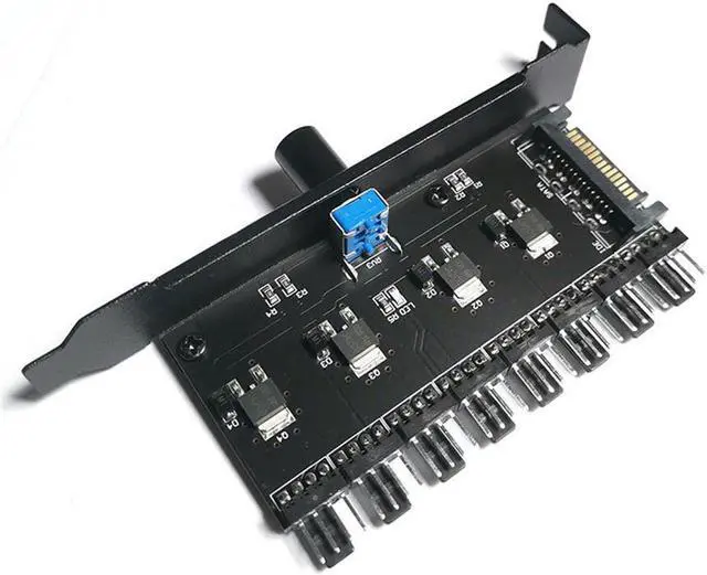 Alt view image 2 of 6 - Cooling Fan Speed Controller SATA Interface 8 Channel Cooling Fan Control Speed Regulator Controller For PC Computer Case CPU HDD VGA PWM PCI Bracket