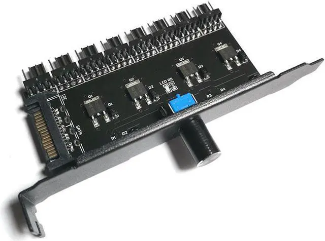 Alt view image 3 of 6 - Cooling Fan Speed Controller SATA Interface 8 Channel Cooling Fan Control Speed Regulator Controller For PC Computer Case CPU HDD VGA PWM PCI Bracket