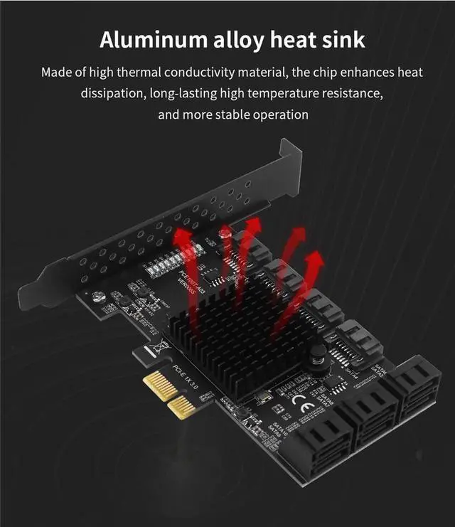 Alt view image 4 of 6 - PCIe SATA Card 10 Port 6Gbps SATA 3.0 PCIe Card Built-in Adapter Converter For Desktop PC Support 10 SATA 3.0 Devices