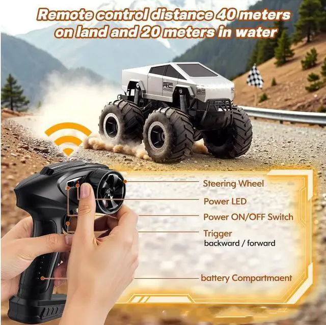 Alt view image 2 of 7 - Water and land remote control car Cyber high-speed shock-absorbing four-wheel drive off-road climbing handle car boy toy  with 2 Battery