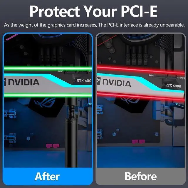 Alt view image 5 of 5 - Graphics Card GPU Support Bracket, Adjustable Height GPU Sag Stand Bracket with Magnet and Non-Slip Sheet, GPU Holder for Prevent Universal VGA Graphics Card Sag - 49-80mm" - Black