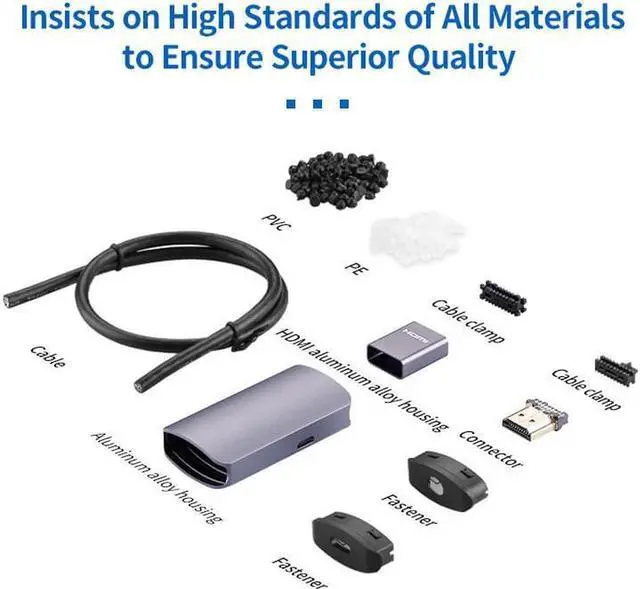 Alt view image 7 of 7 - HDMI Male to USB-C Female Cable Adapter with USB-C Power Cable Type C 3.1 (Display) to HDMI (Source) Converter 4K 60Hz Thunderbolt 3 Adapter for New MacBook Pro Mac Surface Xreal Air Rokid