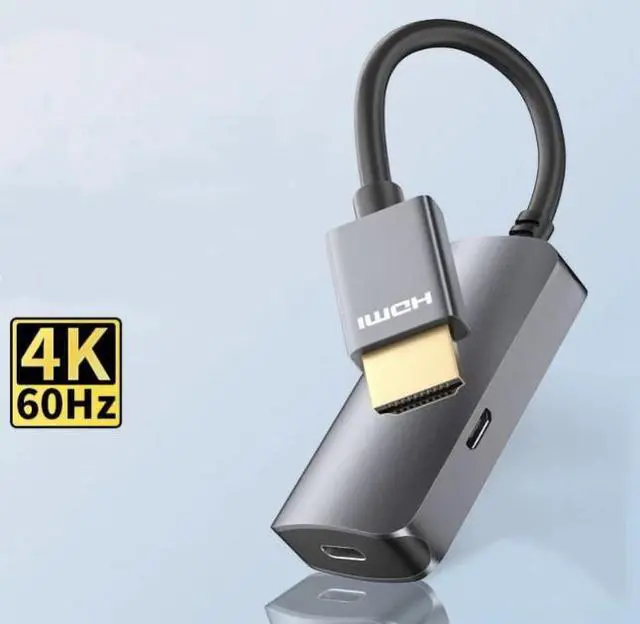 Main image of HDMI Male to USB-C Female Cable Adapter with USB-C Power Cable Type C 3.1 (Display) to HDMI (Source) Converter 4K 60Hz Thunderbolt 3 Adapter for New MacBook Pro Mac Surface Xreal Air Rokid