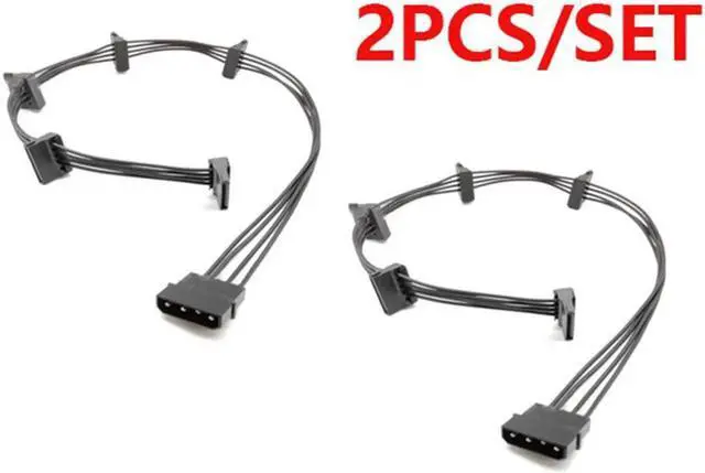 Main image of 2 Pcs / Set 15pin Splitter Hard Drive HDD SSD SATA Power Supply Cable Cord 18AWG PC Server 4 pin IDE Molex 1 To 5
