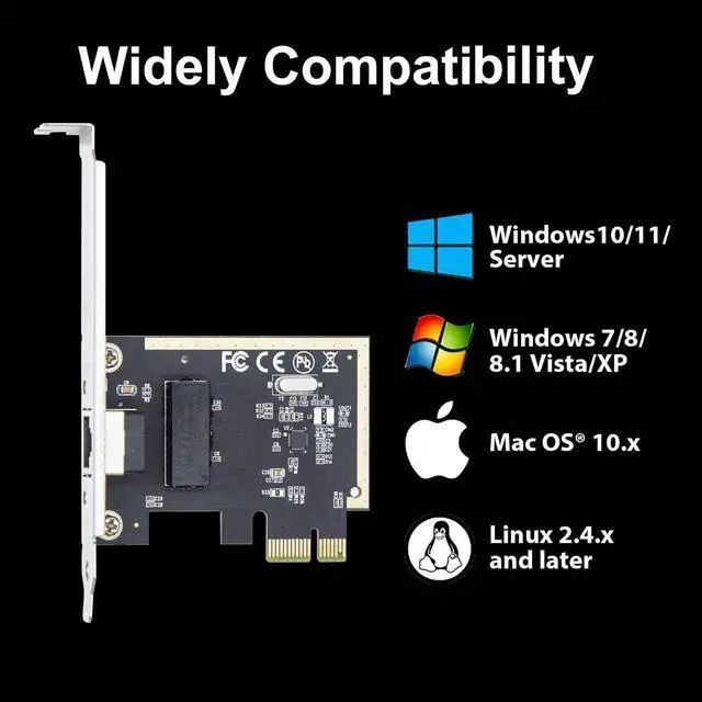 Alt view image 6 of 7 - 1Gbps PCIE Gigabit Network Card, Realtek RTL8111H Chip Single RJ45 Port LAN Adapter, PCIe X1, AutoNegotiation 10/100/1000Mbps, Supports Windows/Linux/Mac