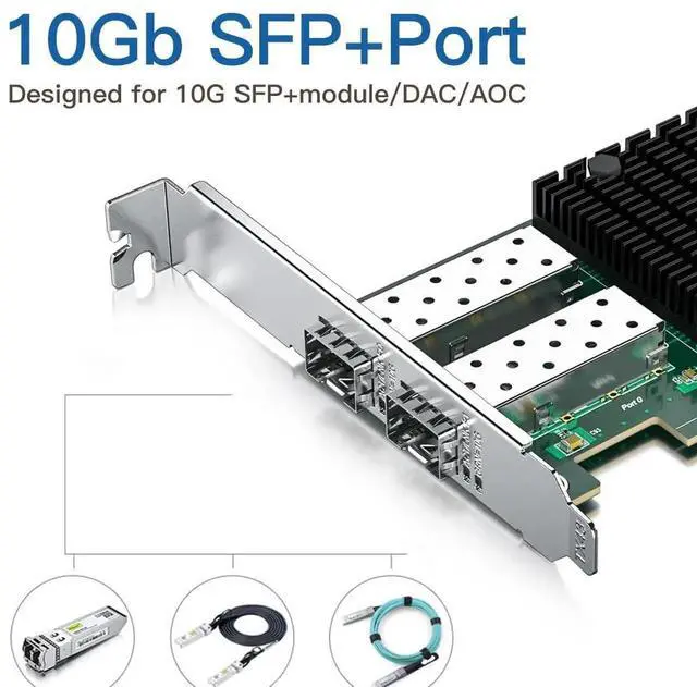 Alt view image 2 of 7 - DualPort 10Gb SFP+ PCIE Network Card NIC, Ethernet Converged Adapter with Intel X710BM2 Chip, PCIe 3.0 X8, Replacement for Intel X710DA2, Supports Windows Server, Linux & VMware ESXi