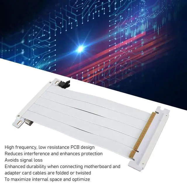 Alt view image 7 of 7 - PCIE 4.0 x16 Extender Riser Cable, 18CM 180° DualSided Reverse GPU Extension Cable, HighSpeed Graphic Card Riser for RX 7900/7800/7700/7600/7500 Series GPUs, White