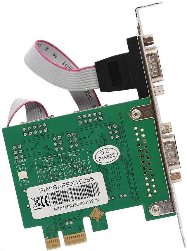 Alt view image 6 of 7 - 2Port Serial DB9 RS232 PCIe 1.0 x1 Network Adapter with LowProfile Bracket, Model SIPEX15055