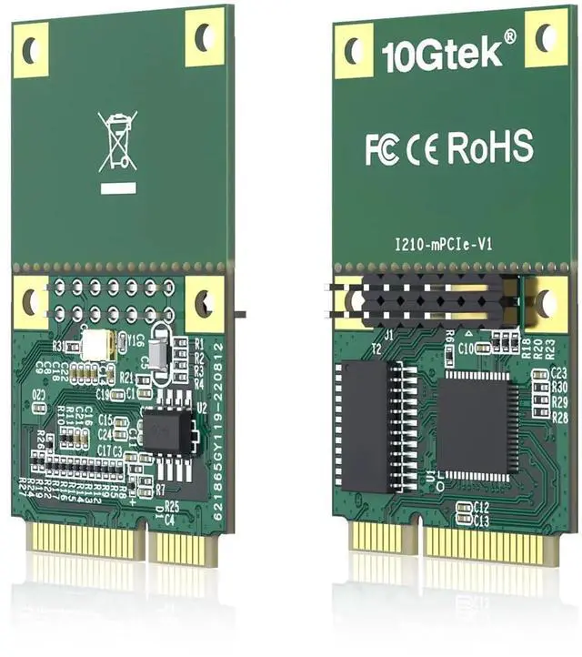Alt view image 4 of 7 - Mini PCIE Gigabit Ethernet Network Card, Single RJ45 Port 1Gbps NIC with LED Indicator & 30cm Cable, Mini PCIE Interface (Not for M.2), Replacement for Intel I210AT