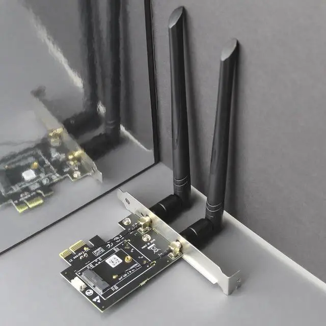Alt view image 5 of 7 - WA01 M.2 EKey to PCIe X1 WiFi Bluetooth Adapter, Compatible with M.2 WiFi 4/5/6/6E/7 & Coral TPU Module, Includes 6dBi SMA Antenna Kits