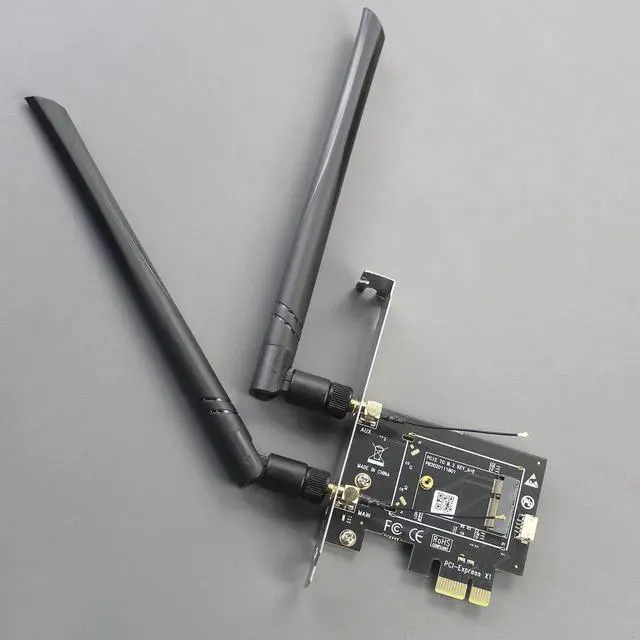 Alt view image 3 of 7 - WA01 M.2 EKey to PCIe X1 WiFi Bluetooth Adapter, Compatible with M.2 WiFi 4/5/6/6E/7 & Coral TPU Module, Includes 6dBi SMA Antenna Kits