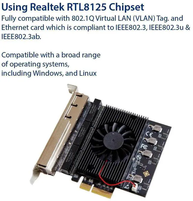 Alt view image 4 of 5 - 6Port 2.5 Gigabit PCIe x4 Ethernet Network Card, 2500Mbps MultiPort LAN Adapter for Router, NAS & Server