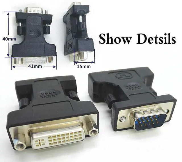 Alt view image 2 of 5 - DVI 24+5 Female to VGA 15Pin Male Adapter Cable, Black F/M DigitaltoAnalog Video Converter