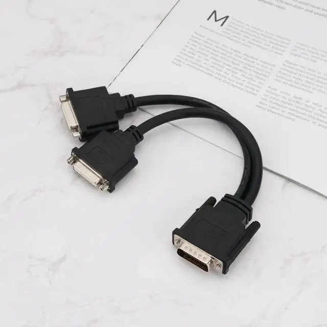 Alt view image 2 of 7 - 1Pc DMS59 Male to Dual DVI 24+5 Female Splitter Cable, 16cm MultiMonitor Extension Cable for DMS59 Port Graphics Cards