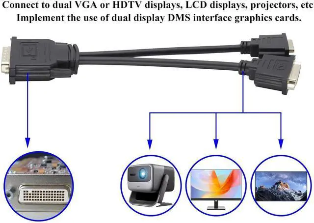 Alt view image 2 of 7 - 10Inch DMS59 to Dual DVI Splitter YCable Dongle, MultiDisplay Adapter for Dual Monitor Setups