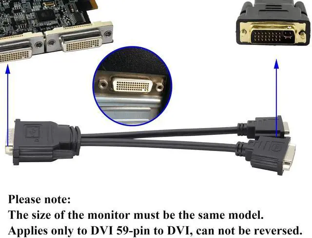 Alt view image 5 of 7 - 10Inch DMS59 to Dual DVI Splitter YCable Dongle, MultiDisplay Adapter for Dual Monitor Setups