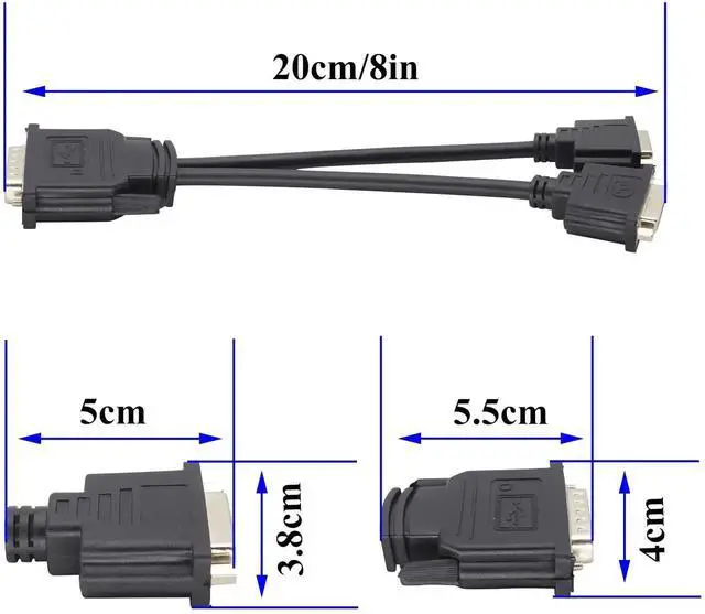 Alt view image 3 of 7 - 10Inch DMS59 to Dual DVI Splitter YCable Dongle, MultiDisplay Adapter for Dual Monitor Setups