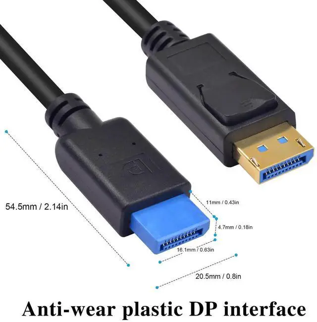 Alt view image 4 of 7 - 1ft Short DisplayPort 1.4 Cable, 8K@60Hz 32.4Gbps DP Male to Male Cord with AntiWear Connector for Monitor, Computer & Industrial Device Testing