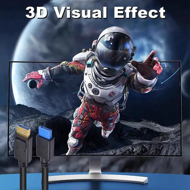 Alt view image 5 of 7 - 1ft Short DisplayPort 1.4 Cable, 8K@60Hz 32.4Gbps DP Male to Male Cord with AntiWear Connector for Monitor, Computer & Industrial Device Testing