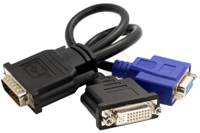 Alt view image 6 of 7 - 15cm DMS59 Male to DVI 24+5 Female & VGA 15Pin Female Splitter Extension Cable, MultiDisplay YCable for Graphics Card