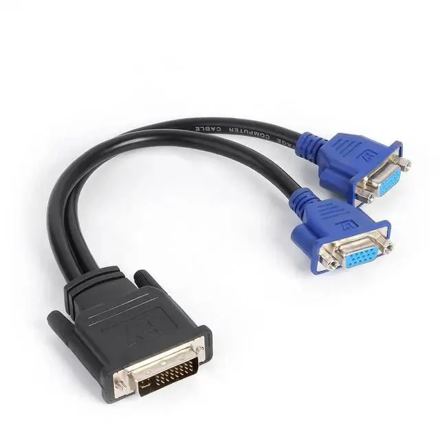 Main image of DVI to Dual VGA Splitter Cable, Black, MultiDisplay Adapter for Connecting 1 DVI Source to 2 Monitors/Projectors