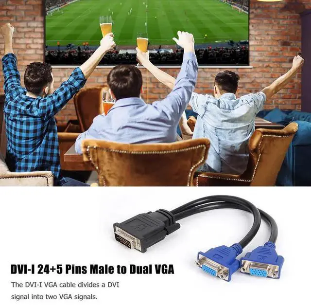 Alt view image 4 of 7 - DVI to Dual VGA Splitter Cable, Black, MultiDisplay Adapter for Connecting 1 DVI Source to 2 Monitors/Projectors