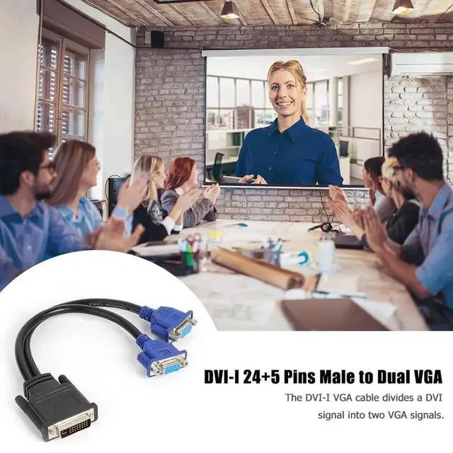 Alt view image 3 of 7 - DVI to Dual VGA Splitter Cable, Black, MultiDisplay Adapter for Connecting 1 DVI Source to 2 Monitors/Projectors