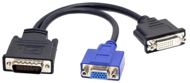 Alt view image 6 of 7 - DMS59 Pin Male to Dual DVI + VGA Female Splitter Extension Cable for GPU Graphics Card & MultiDisplay Setup