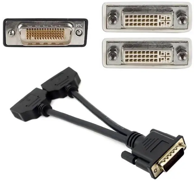 Alt view image 4 of 7 - DMS59 Male to Dual DVI 24+5 Female Splitter Extension Cable for Graphics Cards & MultiMonitor Displays