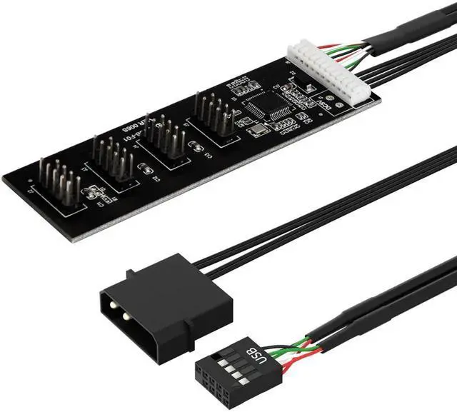 Main image of 9Pin USB 2.0 to 4×9Pin Extension Splitter, Internal USB 2.0 Header Splitter, Motherboard Internal USB Hub
