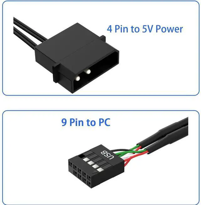 Alt view image 3 of 6 - 9Pin USB 2.0 to 4×9Pin Extension Splitter, Internal USB 2.0 Header Splitter, Motherboard Internal USB Hub