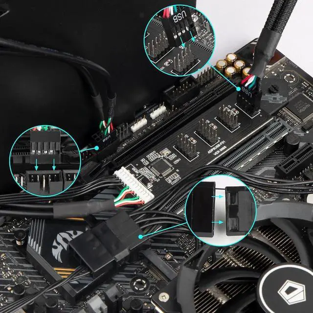 Alt view image 5 of 6 - 9Pin USB 2.0 to 4×9Pin Extension Splitter, Internal USB 2.0 Header Splitter, Motherboard Internal USB Hub