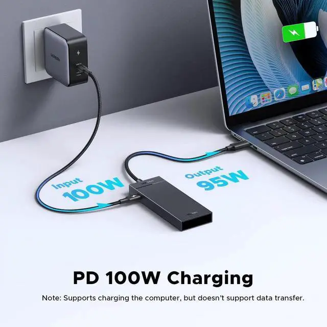 Alt view image 7 of 7 - UGREEN Powered 100W 10Gbps USBC Hub, 5in1 Adapter with 4 USBC & 100W PD Ports for MacBook Air/Pro, iPad Pro, iPhone, Surface, Laptops & More