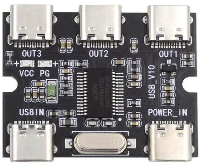 Main image of USBC 2.0 1to3 3Port Hub Splitter, PCBA Expansion Module Board, Multiport TypeC Hub for Connecting Keyboard, Mouse, Scanner, Printer & More PC Devices