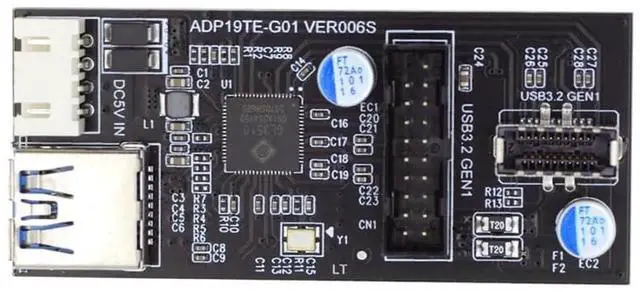 Main image of DualPort USB 3.0 19/20Pin & TypeE Female Header Splitter, Single 19/20Pin Motherboard Connector PCBA Adapter Hub, 5Gbps HighSpeed Internal PC Connector