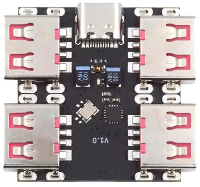 Main image of USB 2.0 1to4 4Port Hub Splitter, PCBA Expansion Module Board, Multiport TypeC Hub for Keyboard, Mouse, Scanner, Printer & More PC Devices