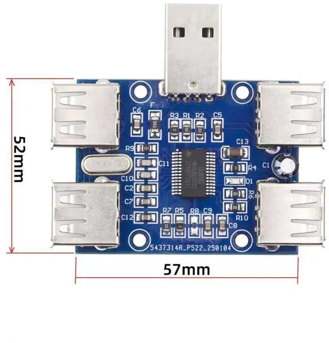 Alt view image 3 of 7 - USB 2.0 1to4 4Port Hub Splitter, PCBA Expansion Module Board, Multiport TypeA Adapter for Keyboard, Mouse, Scanner, Printer & PC Peripherals