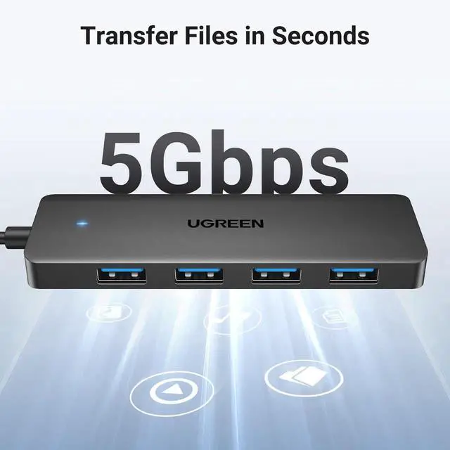 Alt view image 3 of 7 - UGREEN USB 3.0 Hub, 4Port USBA Splitter, UltraSlim USB Expander for Mouse, Keyboard, Flash Drive, U Disk, Printer, Compatible with Laptop, Desktop PC, Xbox, PS5 & More, 3.3ft Long Cable
